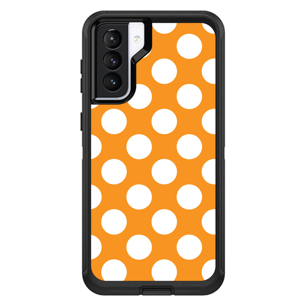 White & Orange Polka Dots OtterBox Defender Case for iPhone & Galaxy, view 5