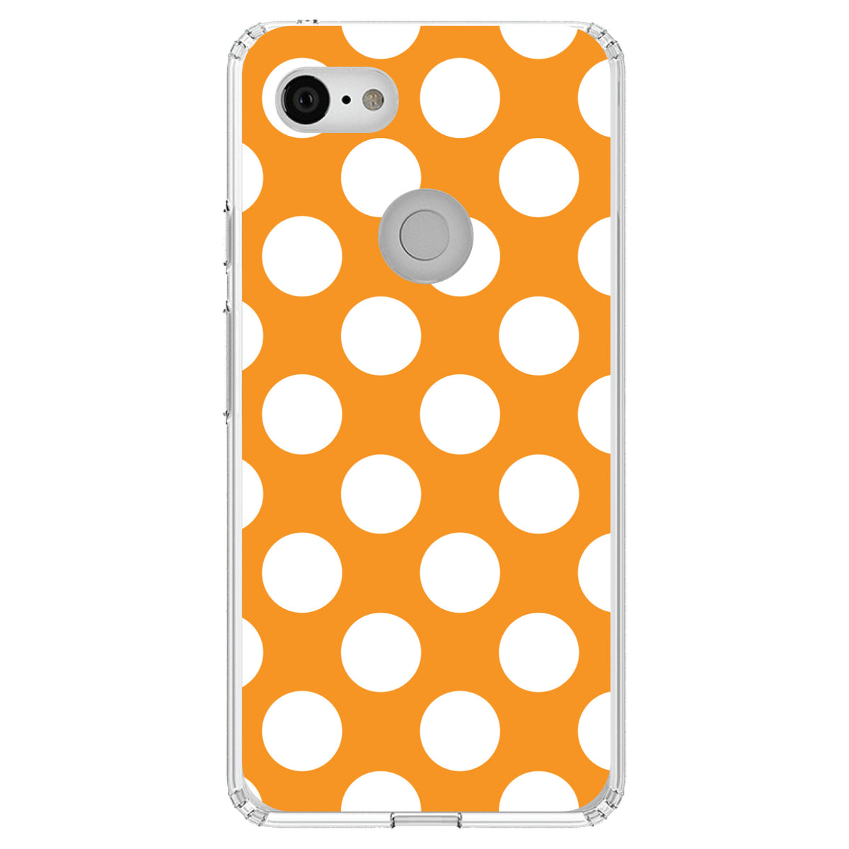 White & Orange Polka Dots Clear Shockproof iPhone Case, view 22