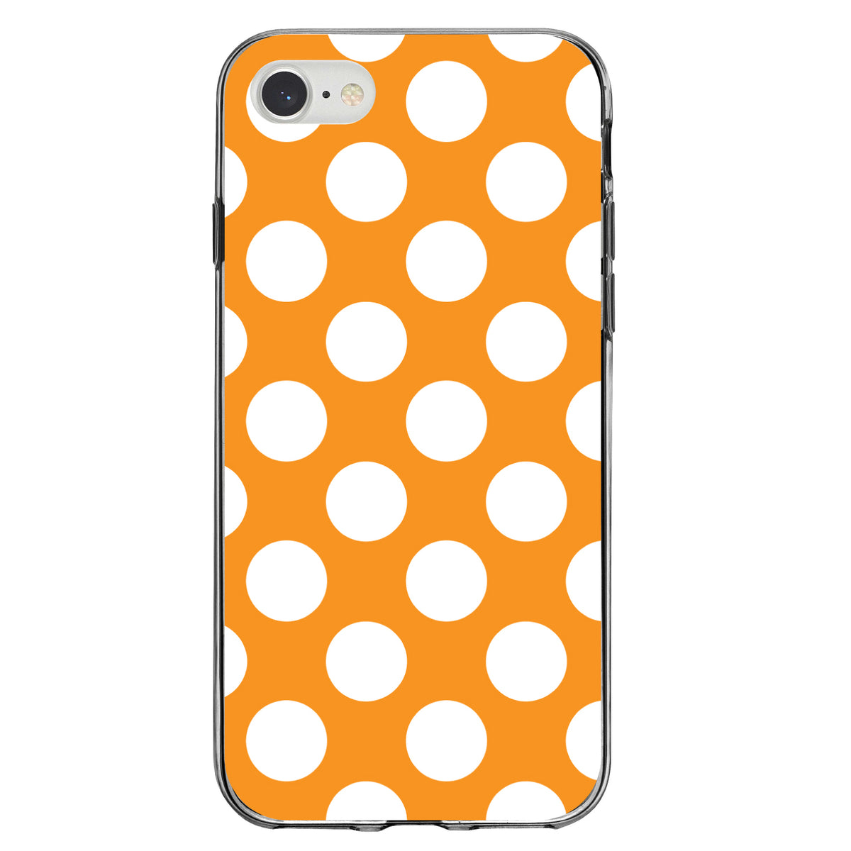 White & Orange Polka Dots Clear Shockproof iPhone Case, view 5