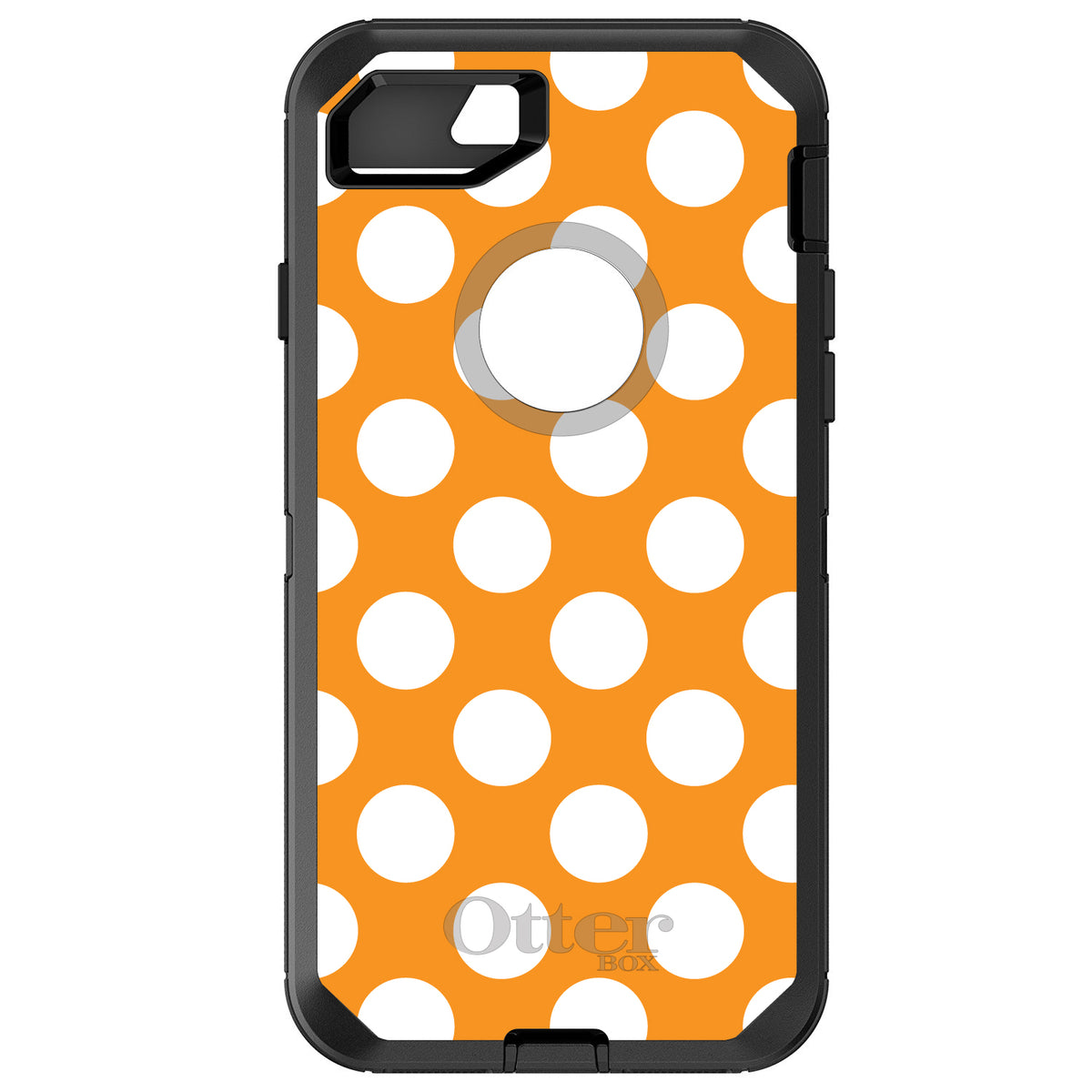 White & Orange Polka Dots OtterBox Defender Case for iPhone & Galaxy