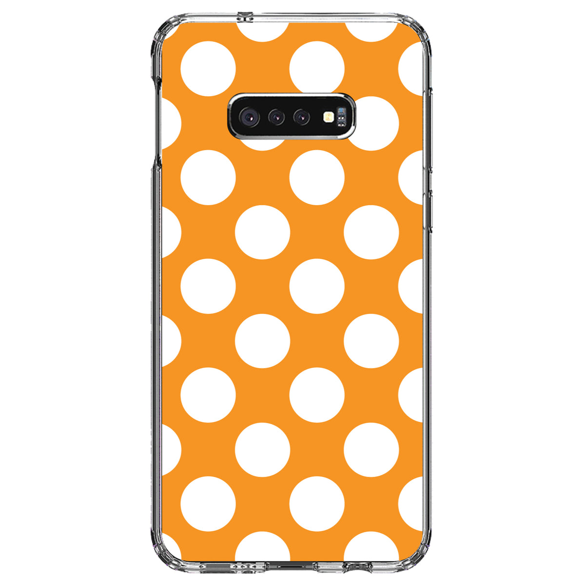 White & Orange Polka Dots Clear Shockproof iPhone Case, view 18