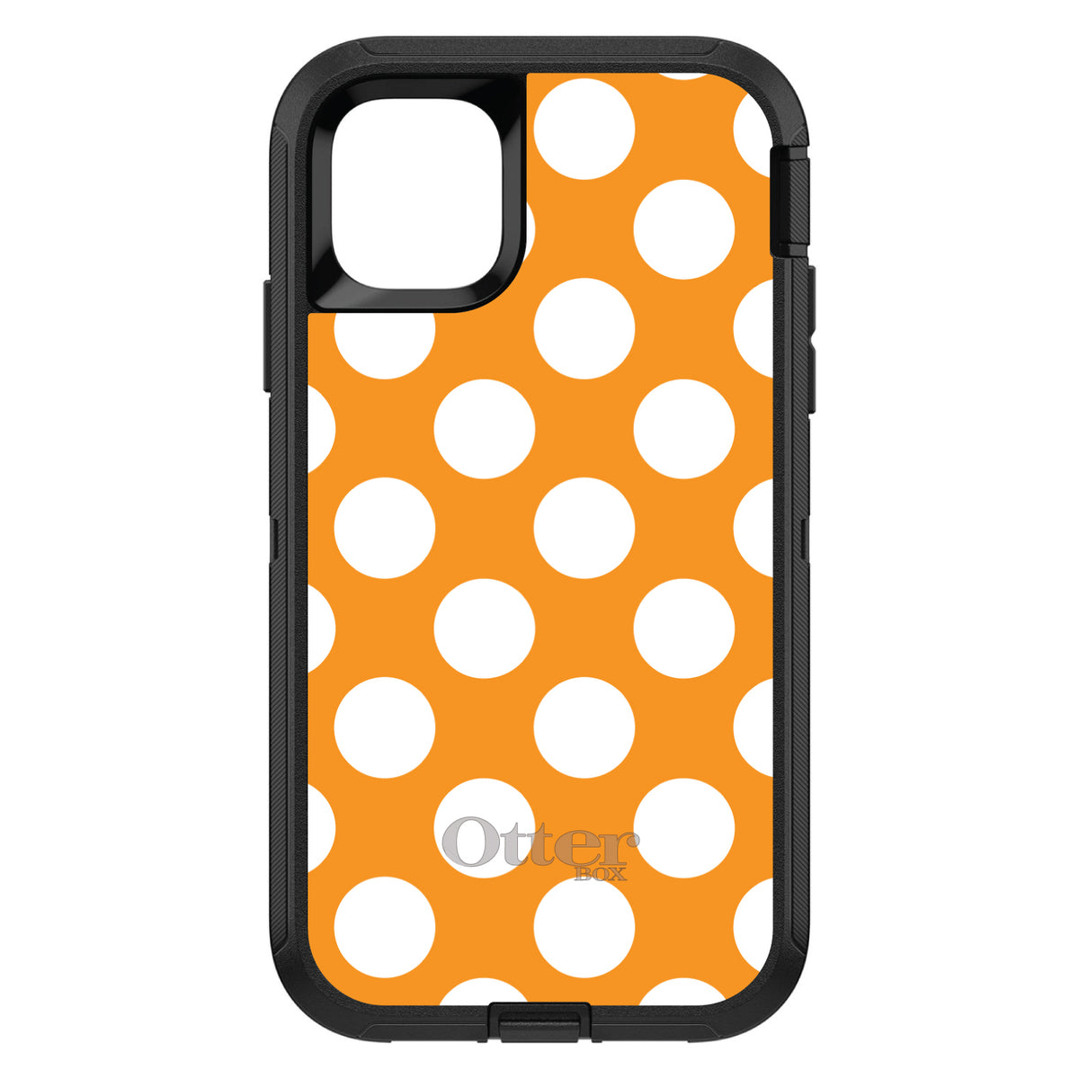 White & Orange Polka Dots OtterBox Defender Case for iPhone & Galaxy, view 2