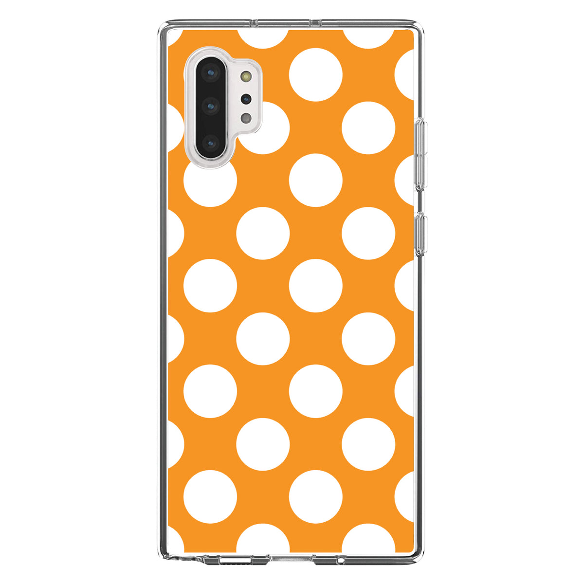 White & Orange Polka Dots Clear Shockproof iPhone Case, view 10