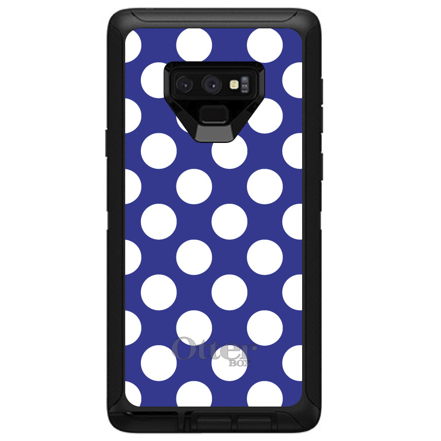 White & Dark Blue Polka Dots OtterBox Defender Case for iPhone & Galaxy, view 16