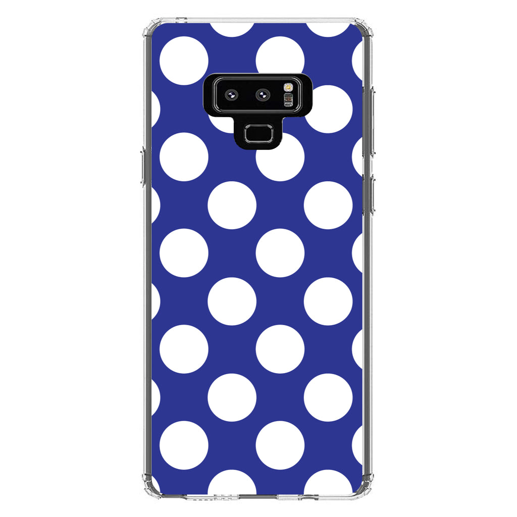 White & Dark Blue Polka Dots Clear Shockproof iPhone Case, view 11