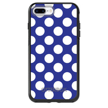 DistinctInk™ OtterBox Symmetry Series Case for Apple iPhone / Samsung Galaxy / Google Pixel - White & Dark Blue Polka Dots
