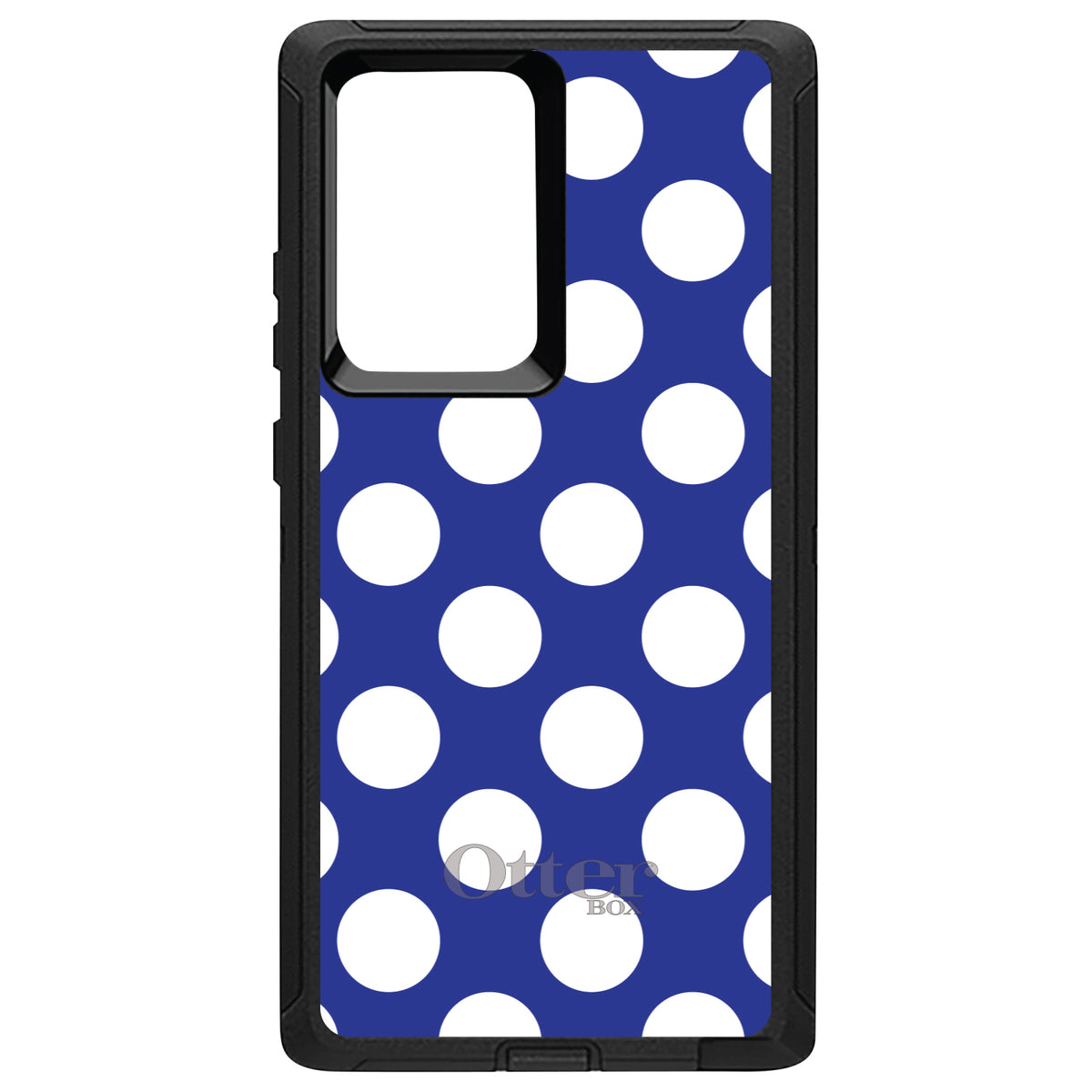 White & Dark Blue Polka Dots OtterBox Defender Case for iPhone & Galaxy, view 13