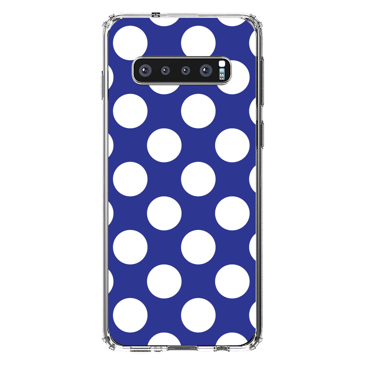 White & Dark Blue Polka Dots Clear Shockproof iPhone Case, view 17