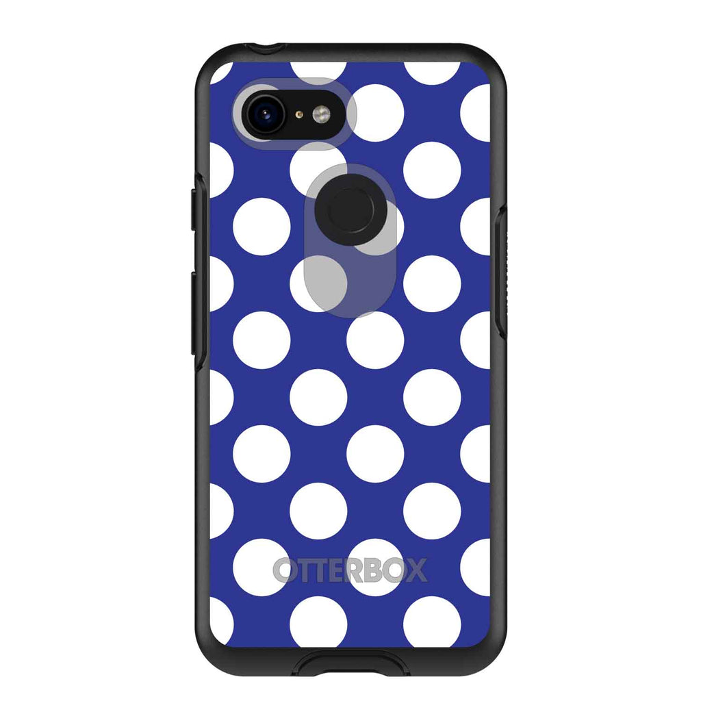 White & Dark Blue Polka Dots OtterBox Symmetry Case for iPhone & Galaxy, view 15