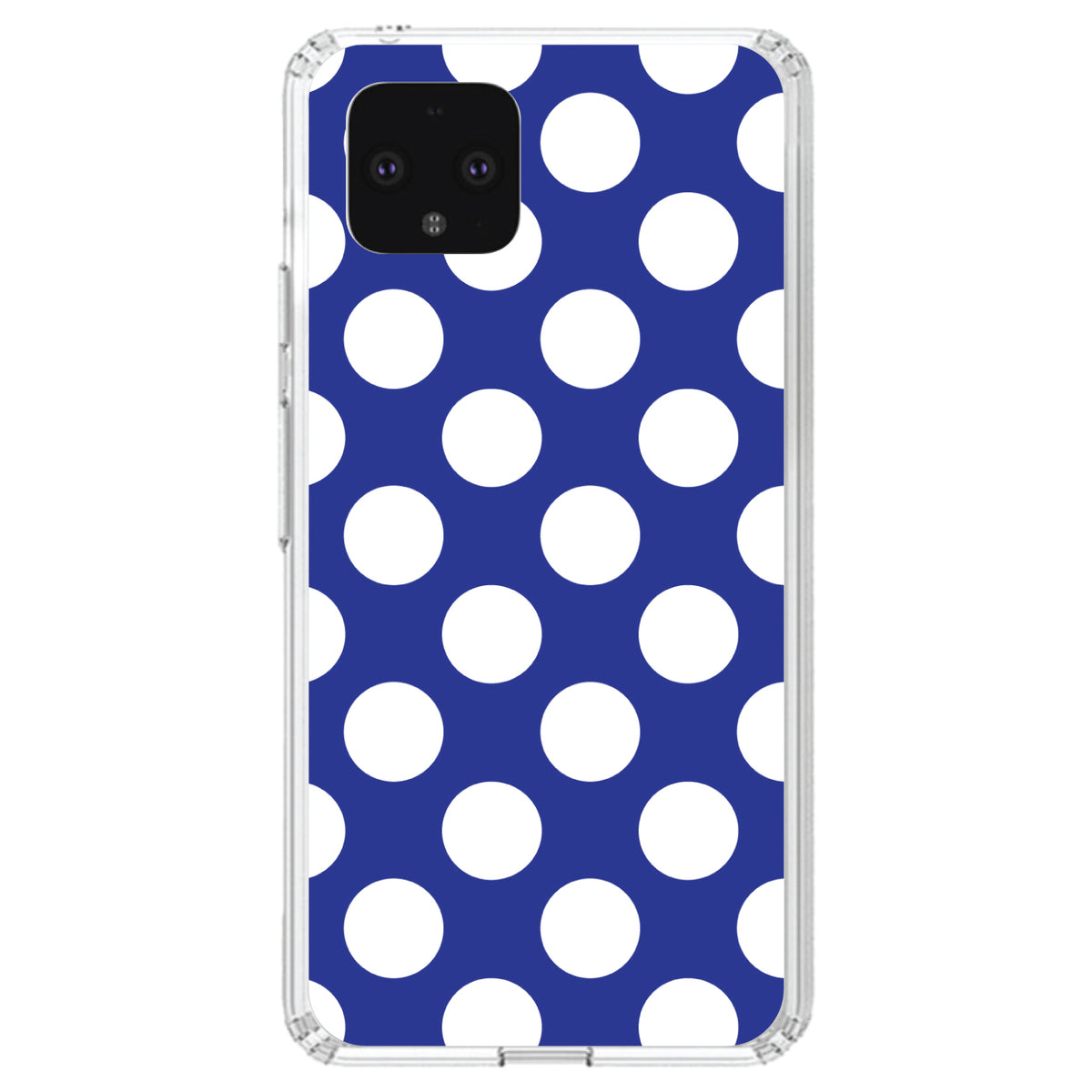 White & Dark Blue Polka Dots Clear Shockproof iPhone Case, view 24