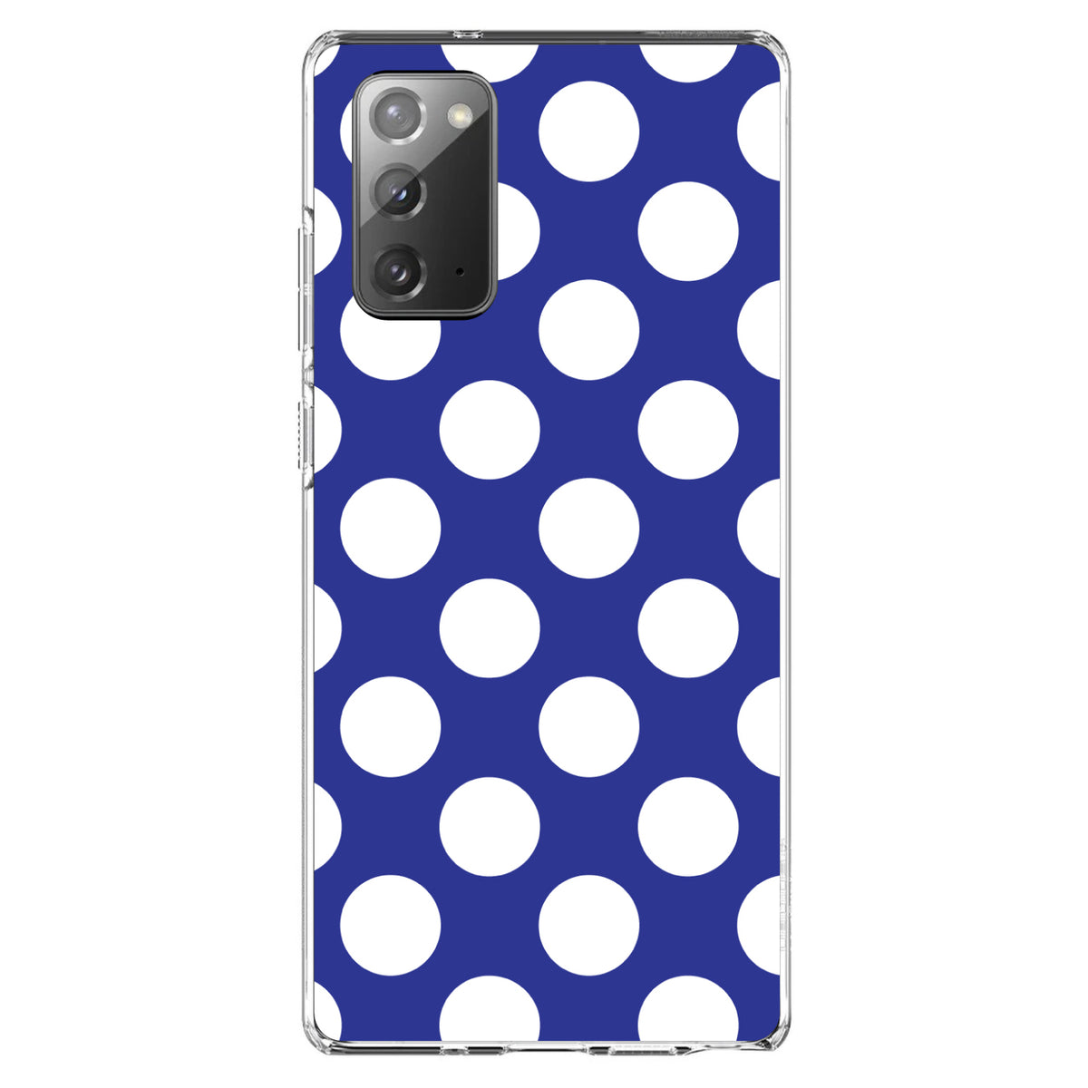 White & Dark Blue Polka Dots Clear Shockproof iPhone Case, view 7