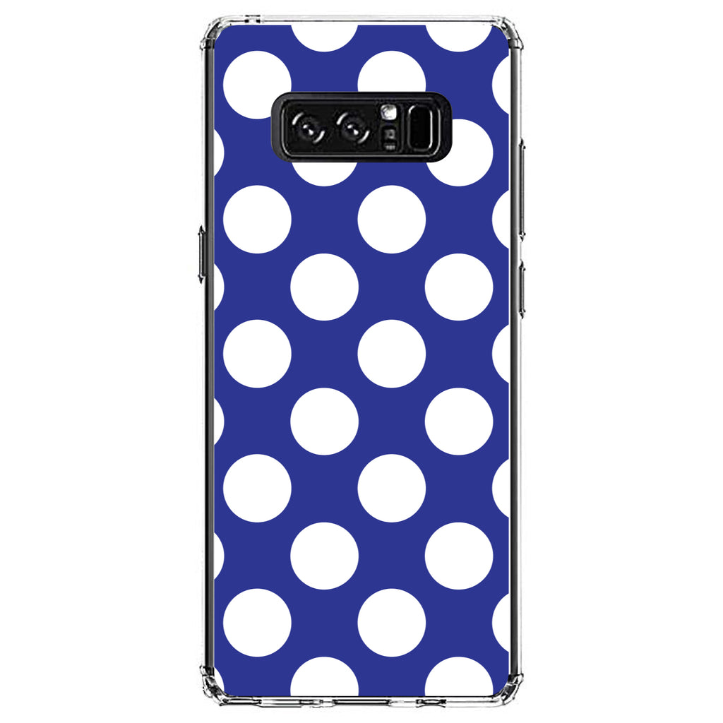 White & Dark Blue Polka Dots Clear Shockproof iPhone Case, view 12