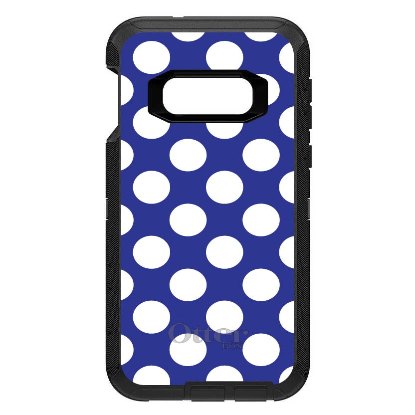White & Dark Blue Polka Dots OtterBox Defender Case for iPhone & Galaxy, view 10