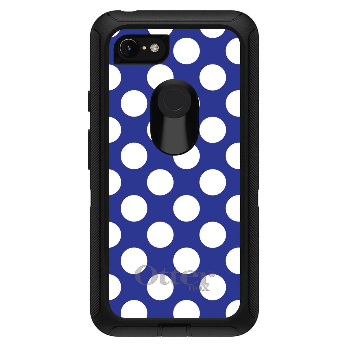 White & Dark Blue Polka Dots OtterBox Defender Case for iPhone & Galaxy, view 18