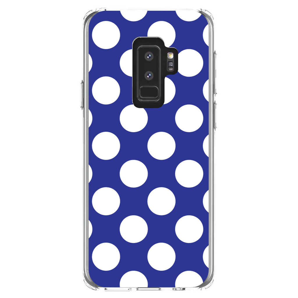White & Dark Blue Polka Dots Clear Shockproof iPhone Case, view 20