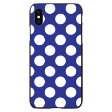 DistinctInk® Hard Plastic Snap-On Case for Apple iPhone or Samsung Galaxy - White & Dark Blue Polka Dots