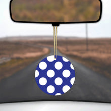 White & Dark Blue Polka Dots Ceramic Ornament