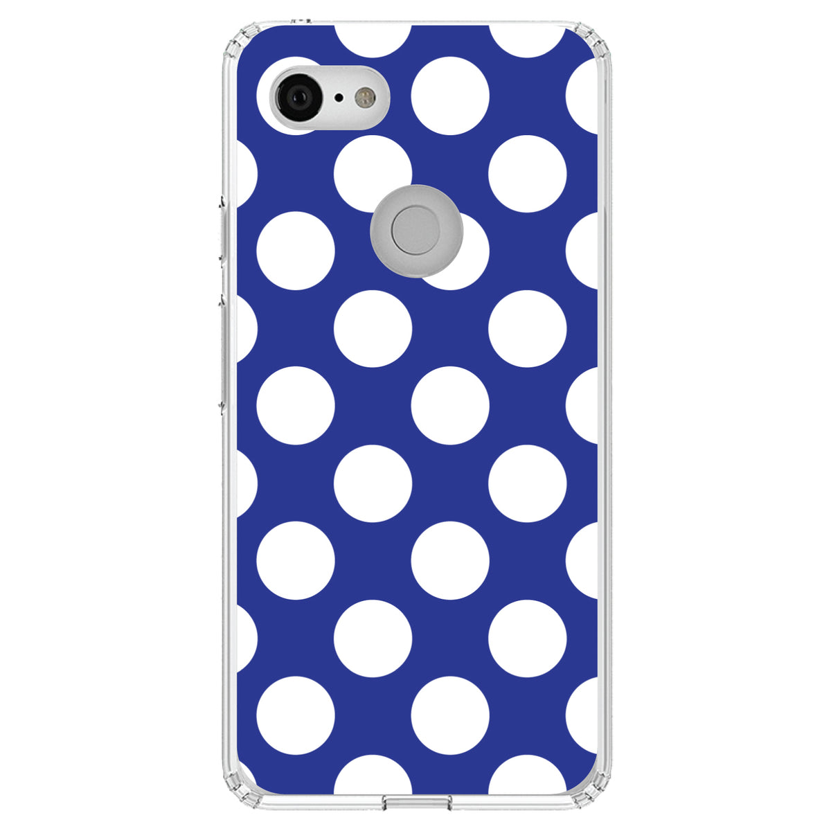 White & Dark Blue Polka Dots Clear Shockproof iPhone Case, view 21