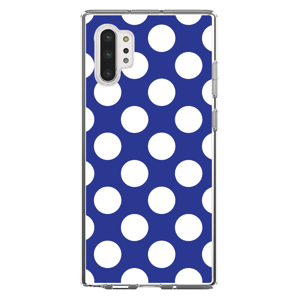 White & Dark Blue Polka Dots Clear Shockproof iPhone Case, view 10