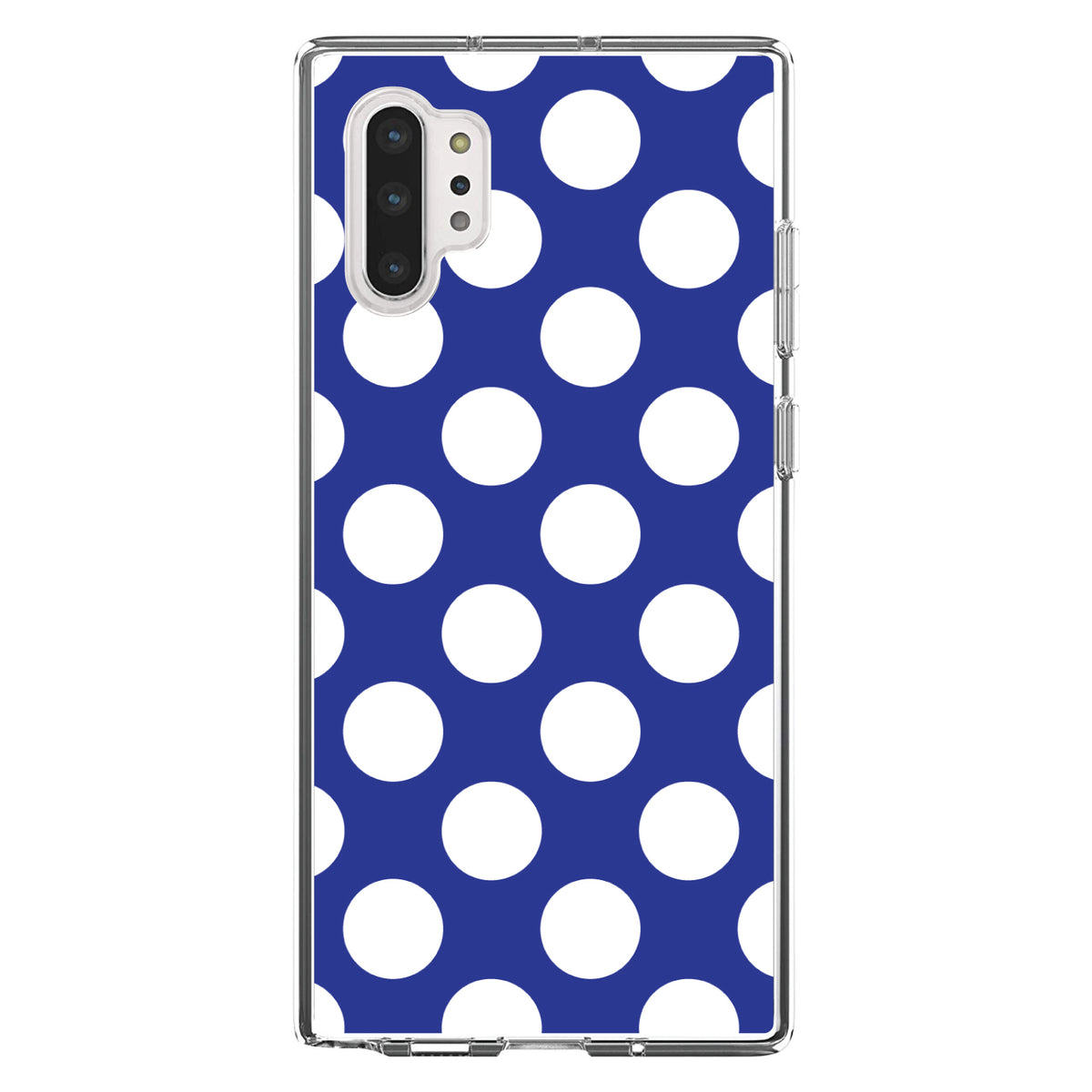 White & Dark Blue Polka Dots Clear Shockproof iPhone Case, view 10