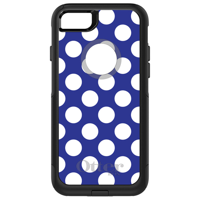 DistinctInk OtterBox Commuter Series Case for Apple iPhone or Samsung Galaxy - White & Dark Blue Polka Dots