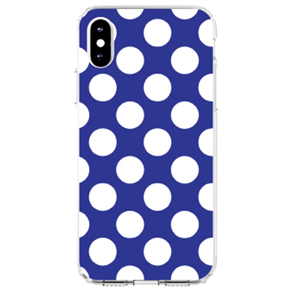 White & Dark Blue Polka Dots Clear Shockproof iPhone Case, view 3