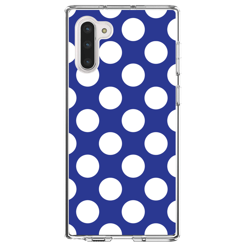 White & Dark Blue Polka Dots Clear Shockproof iPhone Case, view 9