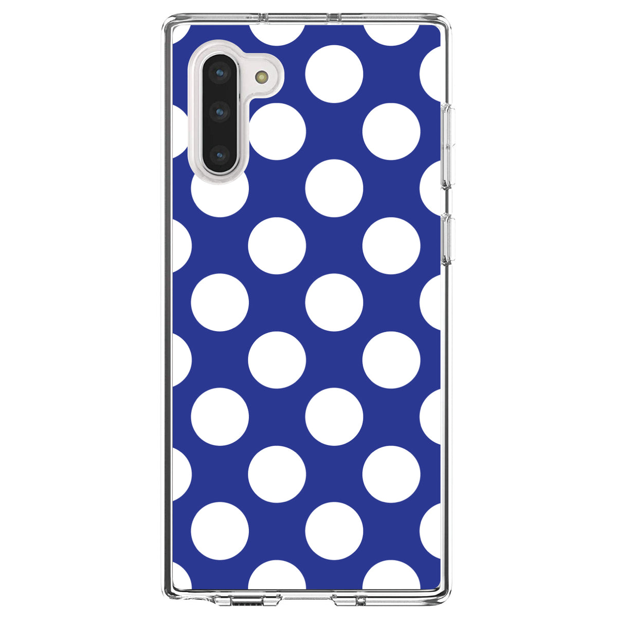 White & Dark Blue Polka Dots Clear Shockproof iPhone Case, view 9