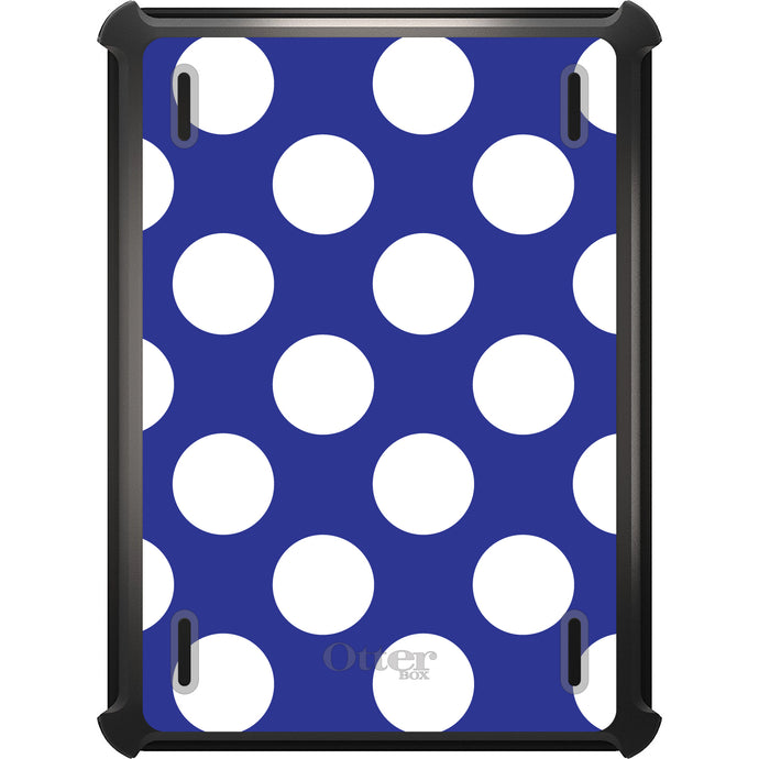 DistinctInk™ OtterBox Defender Series Case for Apple iPad / iPad Pro / iPad Air / iPad Mini - White & Dark Blue Polka Dots