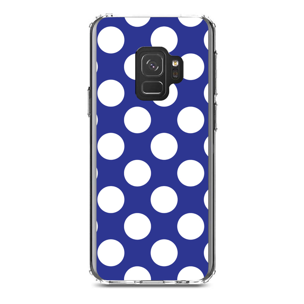 White & Dark Blue Polka Dots Clear Shockproof iPhone Case, view 19