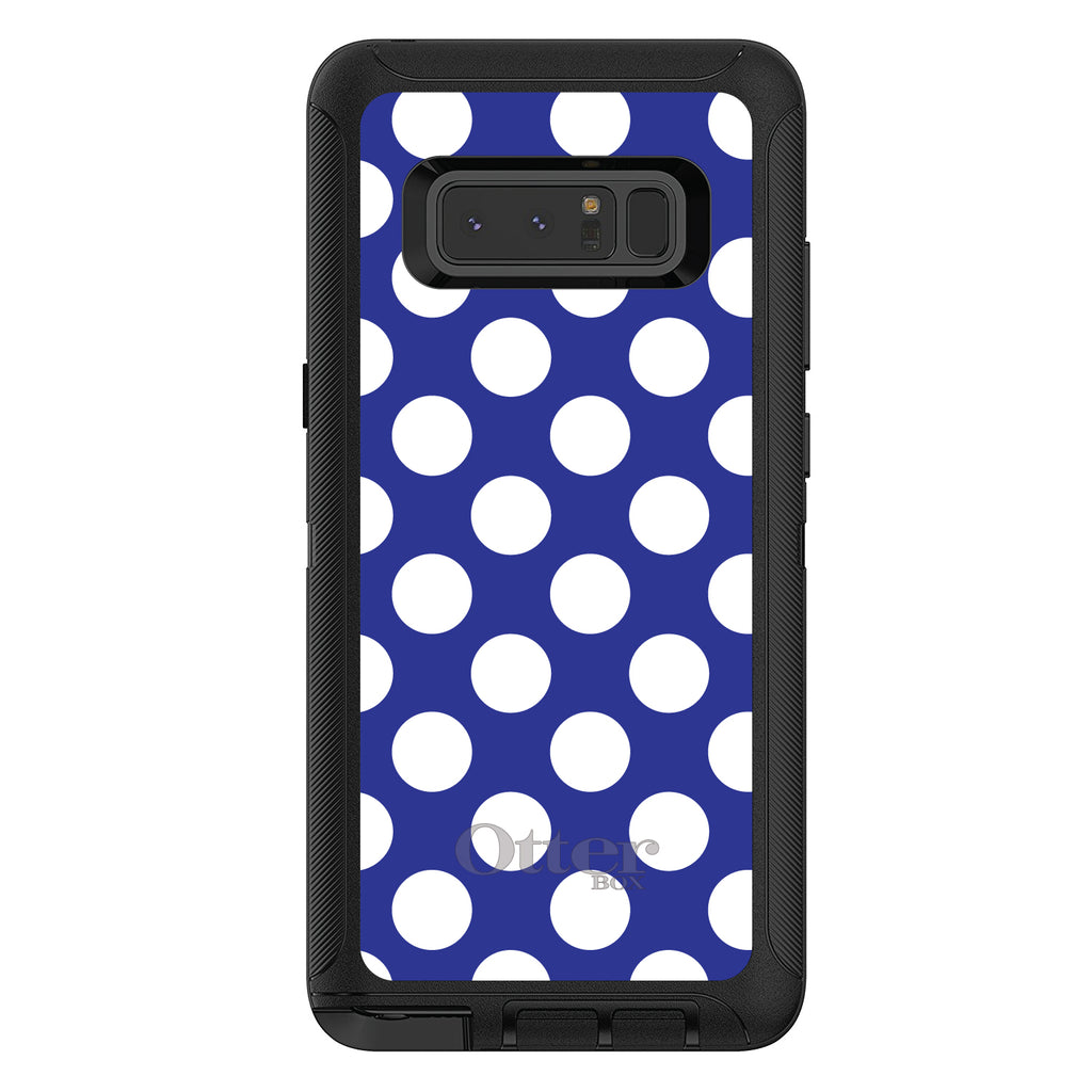 White & Dark Blue Polka Dots OtterBox Defender Case for iPhone & Galaxy, view 17