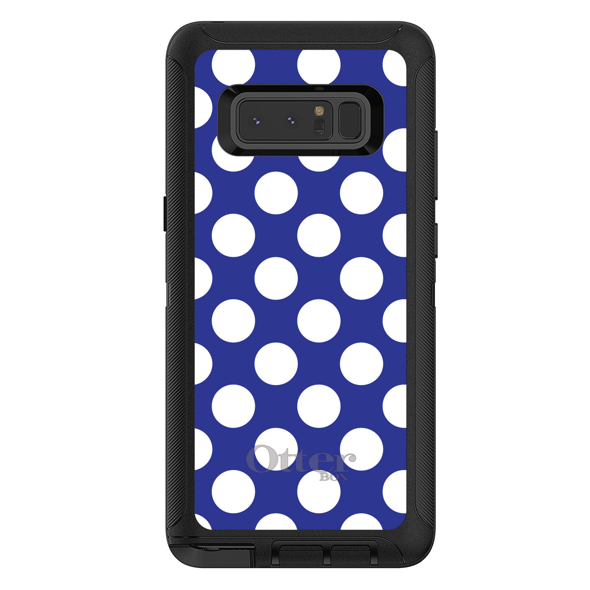 White & Dark Blue Polka Dots OtterBox Defender Case for iPhone & Galaxy, view 17