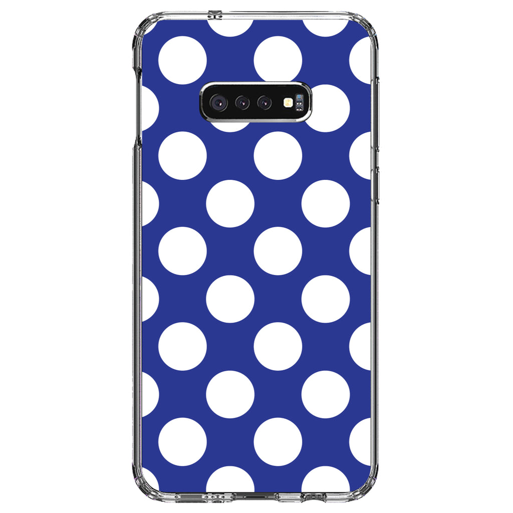 White & Dark Blue Polka Dots Clear Shockproof iPhone Case, view 18