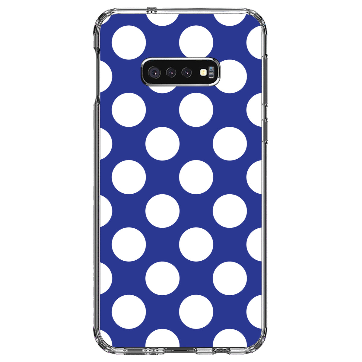 White & Dark Blue Polka Dots Clear Shockproof iPhone Case, view 18