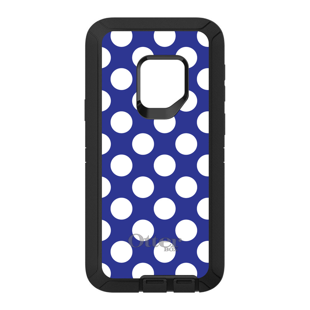 White & Dark Blue Polka Dots OtterBox Defender Case for iPhone & Galaxy, view 11