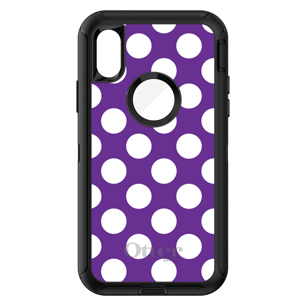 White & Purple Polka Dots OtterBox Defender Case for iPhone & Galaxy, view 3