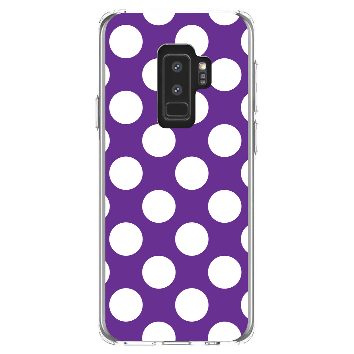 White & Purple Polka Dots Clear Shockproof iPhone Case, view 20