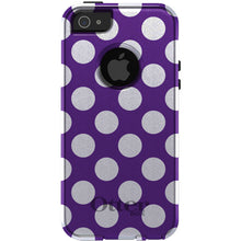 DistinctInk™ OtterBox Commuter Series Case for Apple iPhone or Samsung Galaxy - White & Purple Polka Dots