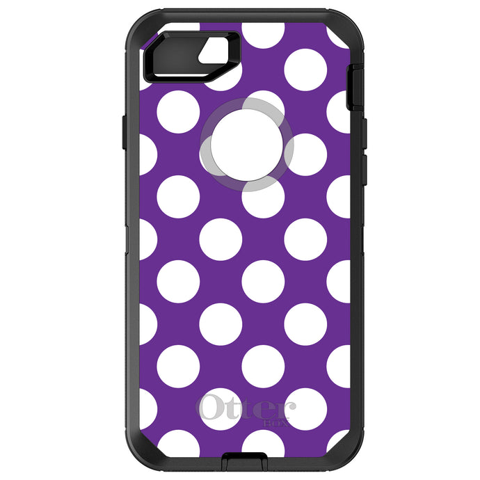 DistinctInk™ OtterBox Defender Series Case for Apple iPhone / Samsung Galaxy / Google Pixel - White & Purple Polka Dots