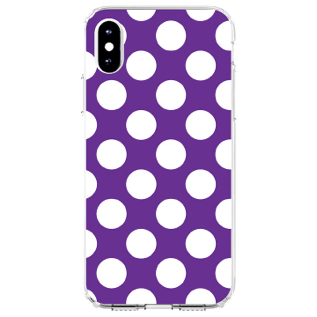 White & Purple Polka Dots Clear Shockproof iPhone Case, view 3