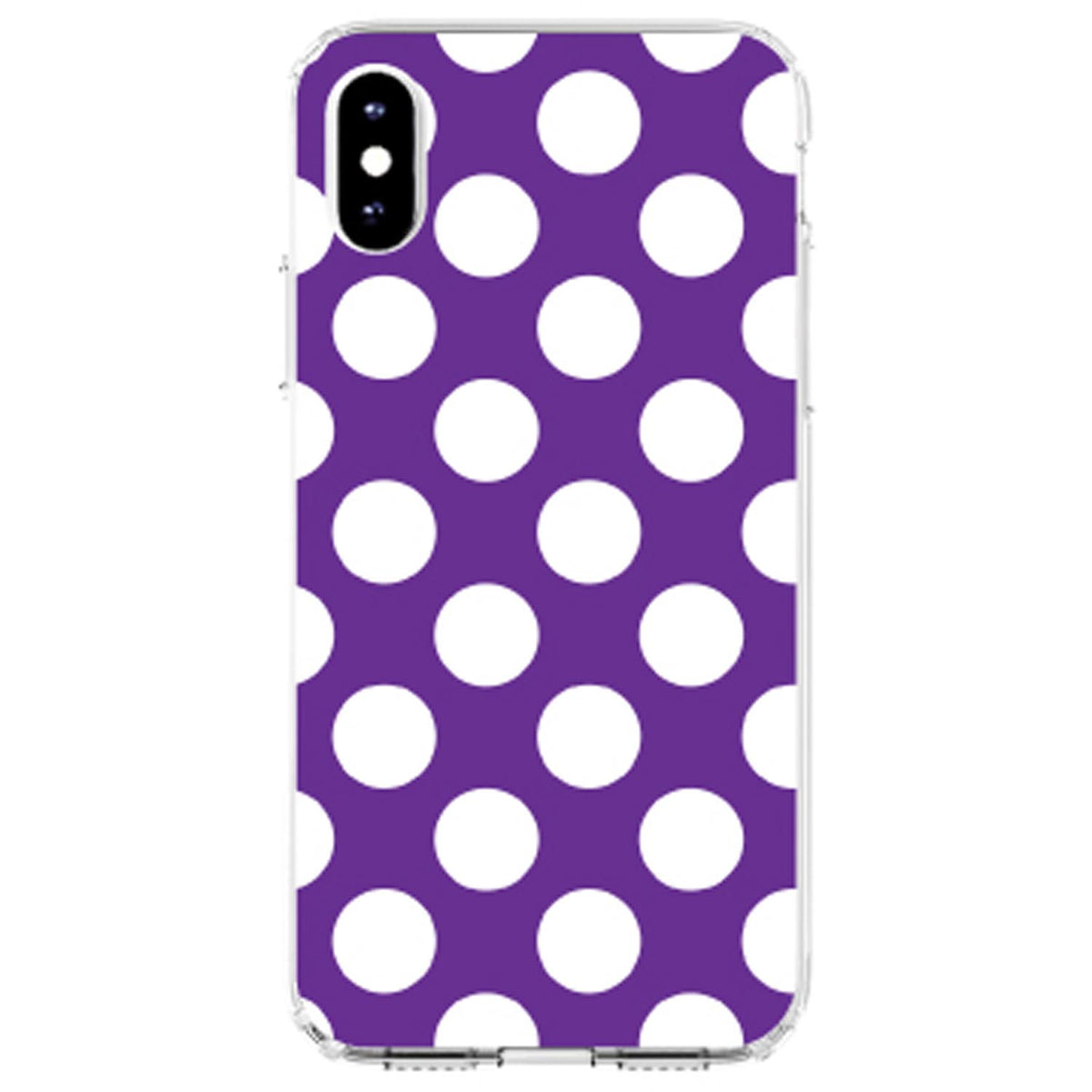 White & Purple Polka Dots Clear Shockproof iPhone Case, view 3