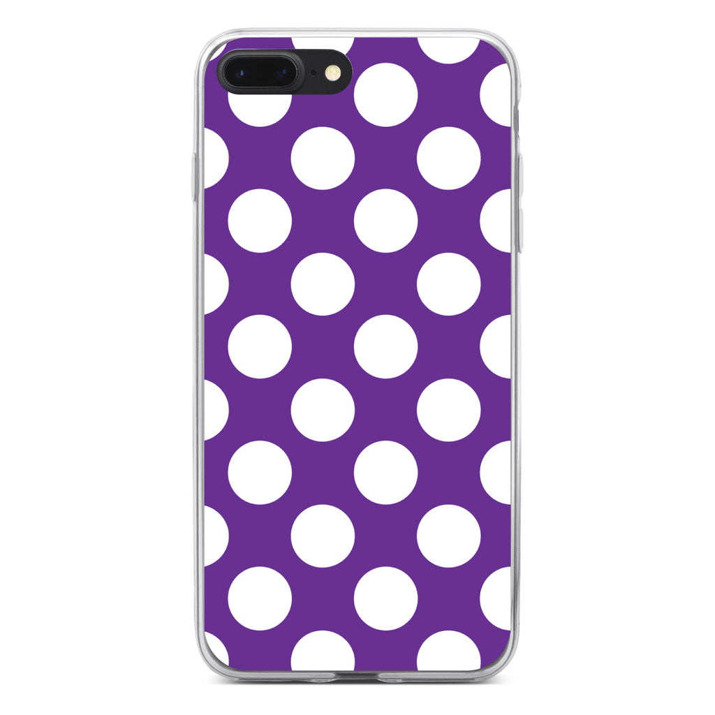 White & Purple Polka Dots Clear Shockproof iPhone Case, view 6