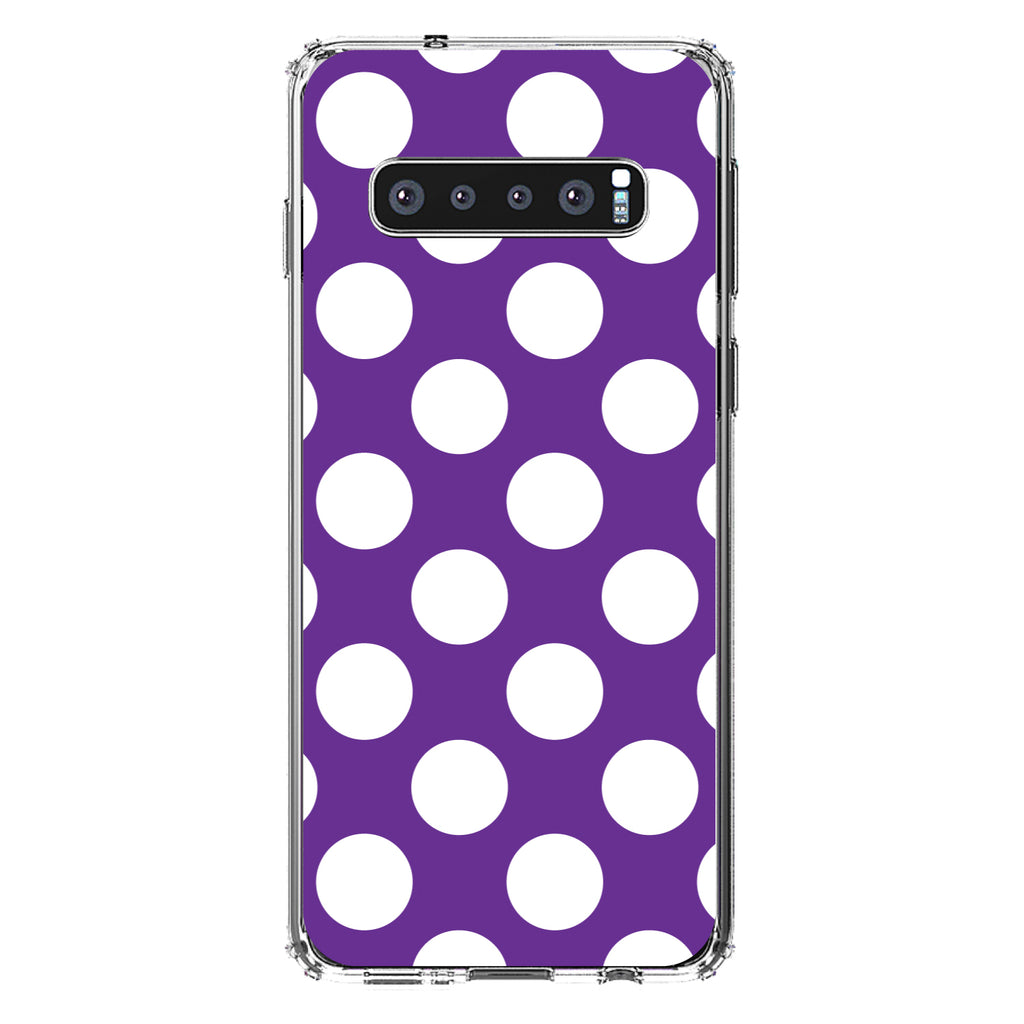 White & Purple Polka Dots Clear Shockproof iPhone Case, view 16