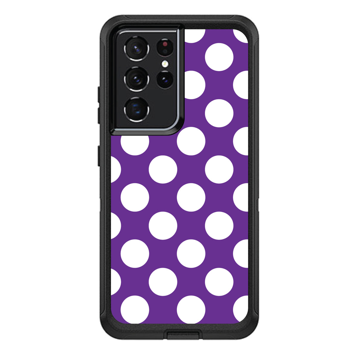 White & Purple Polka Dots OtterBox Defender Case for iPhone & Galaxy, view 7
