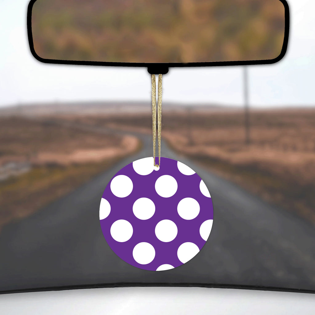 White & Purple Polka Dots Ceramic Ornament, view 3