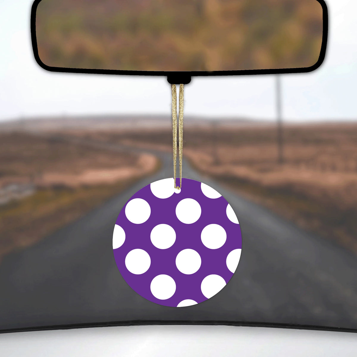 White & Purple Polka Dots Ceramic Ornament, view 3