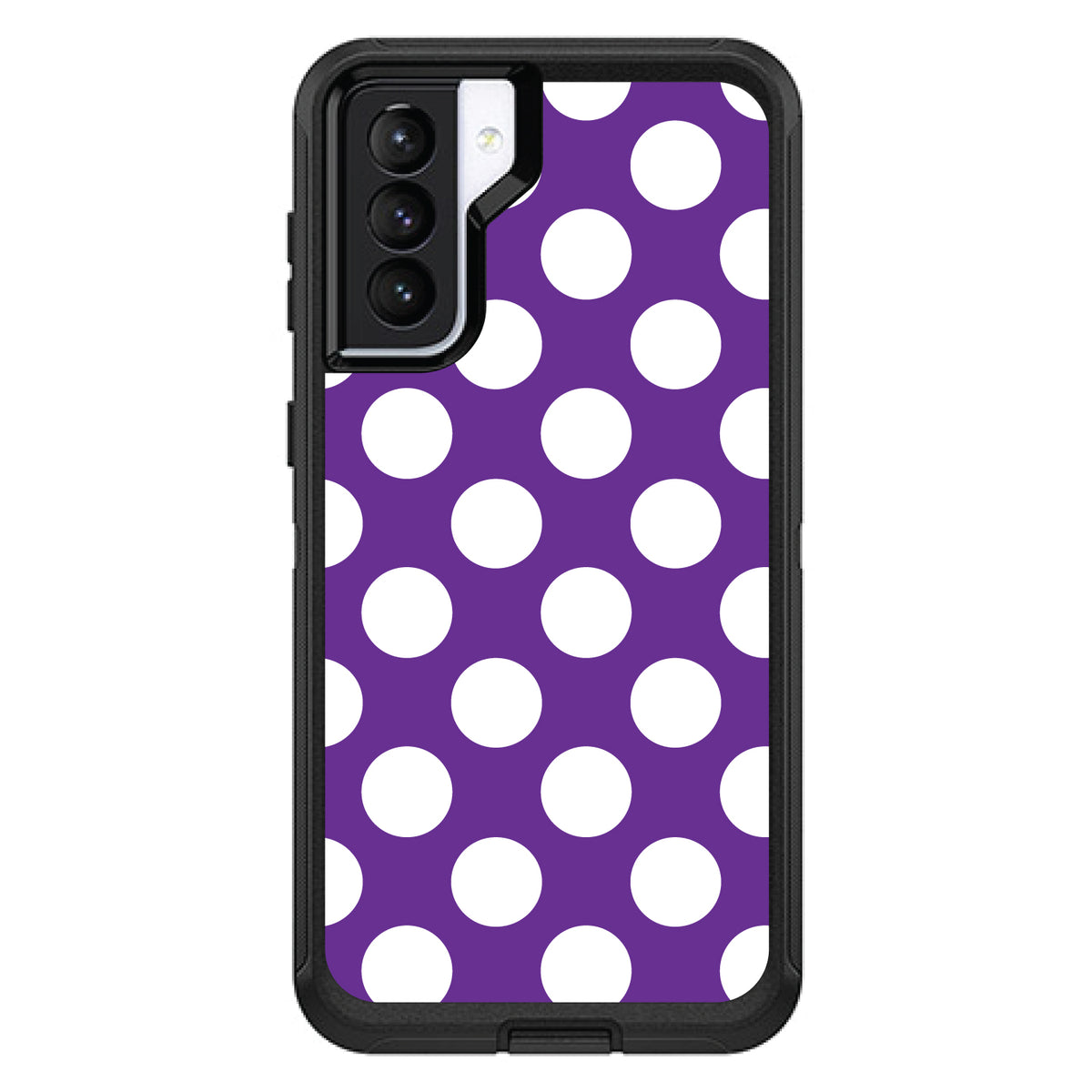 White & Purple Polka Dots OtterBox Defender Case for iPhone & Galaxy, view 6