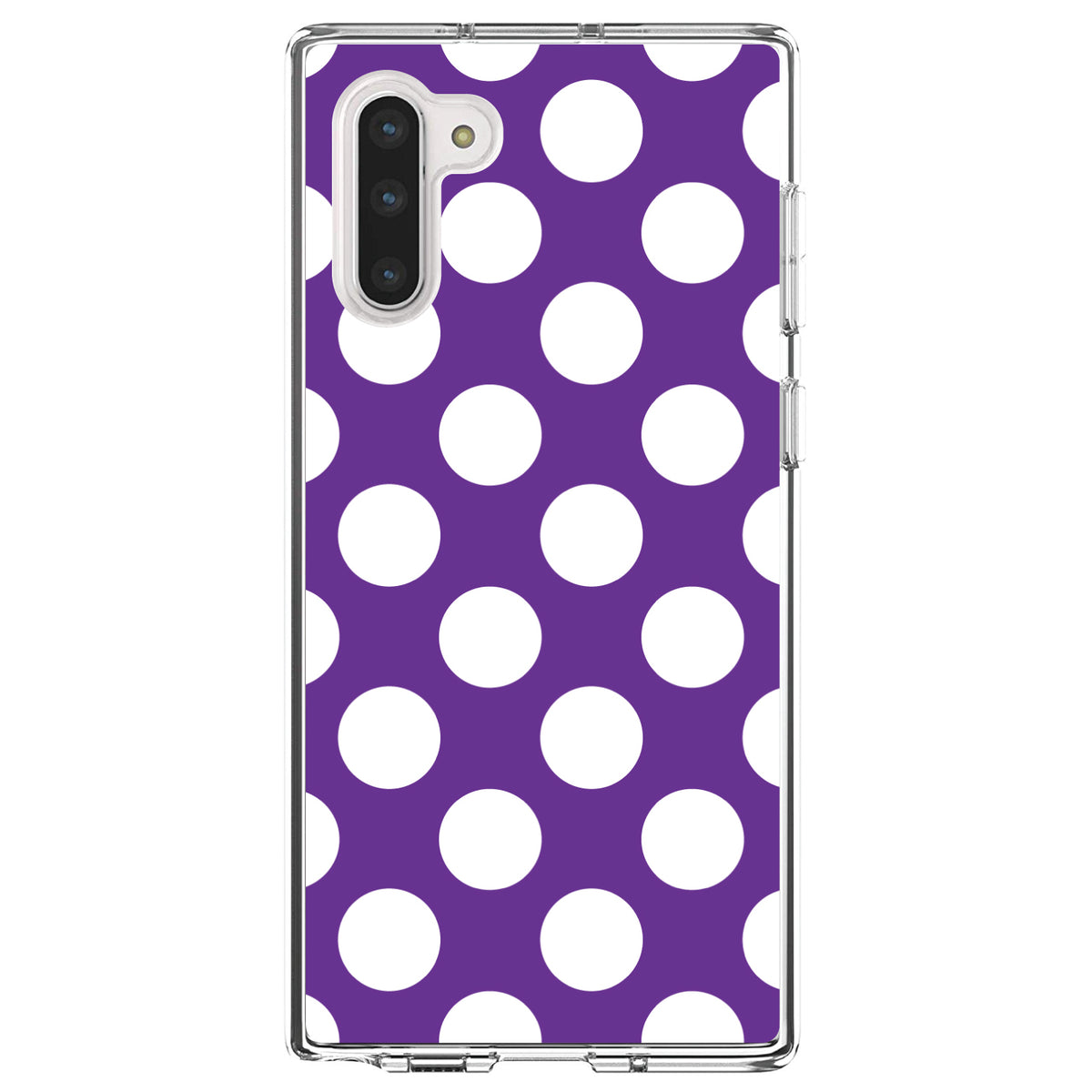White & Purple Polka Dots Clear Shockproof iPhone Case, view 9