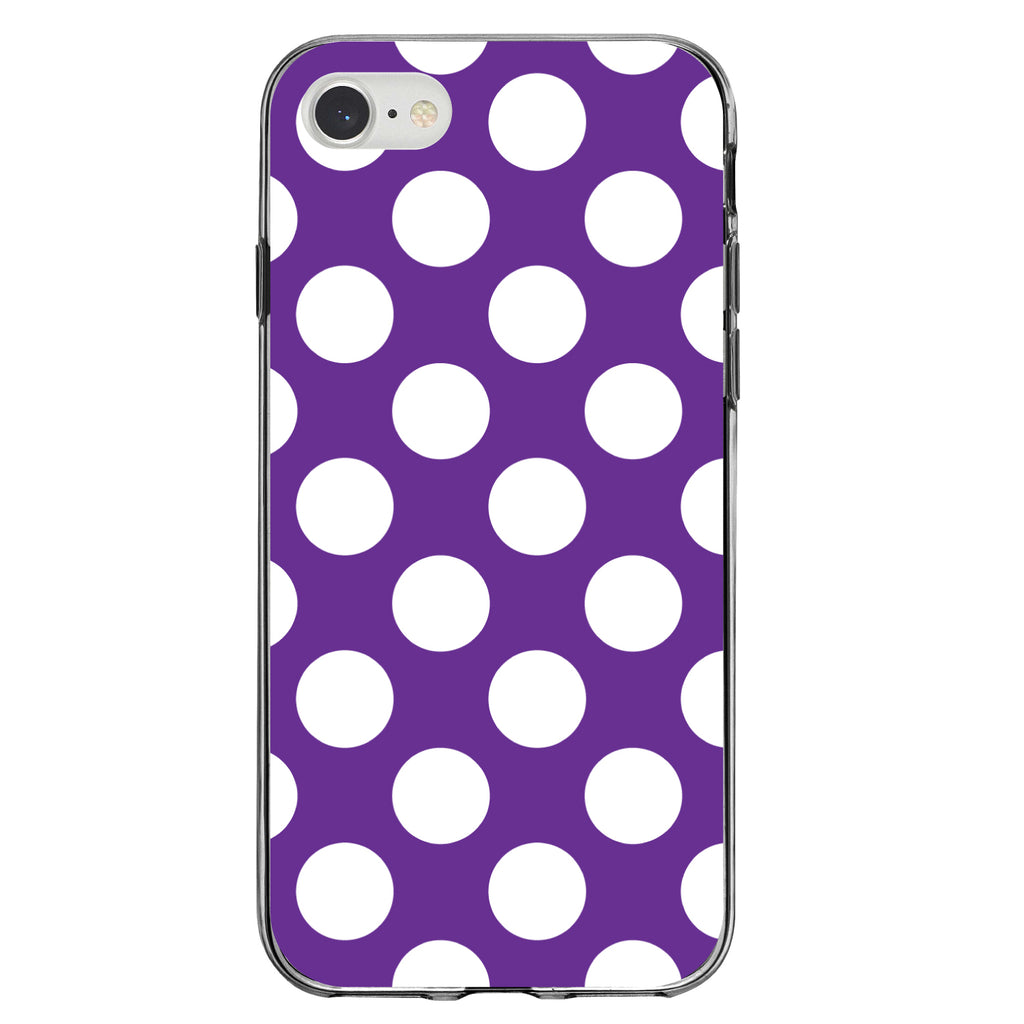 White & Purple Polka Dots Clear Shockproof iPhone Case, view 5