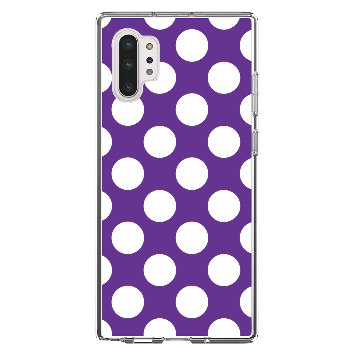 White & Purple Polka Dots Clear Shockproof iPhone Case, view 10